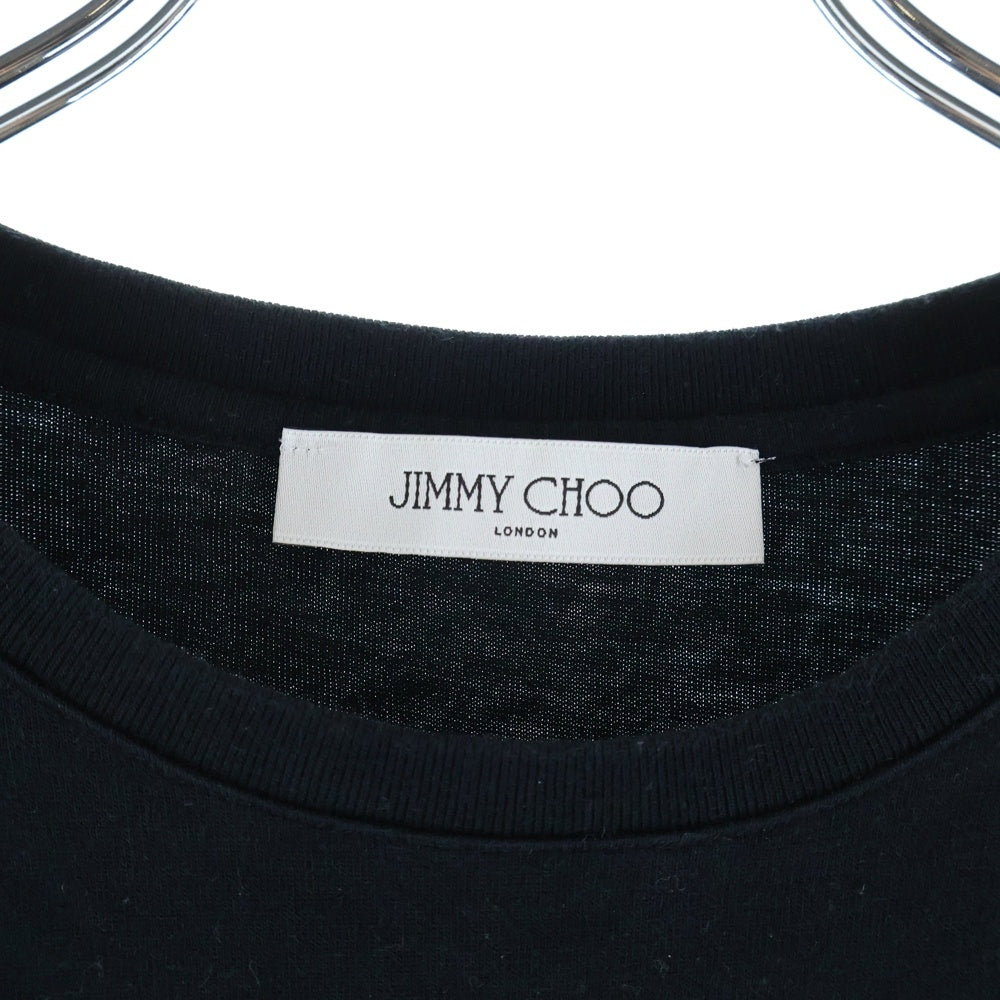 JIMMY CHOO(ジミーチュウ) フロントロゴプリント クルーネック半袖Tシャツカットソー ブラック レディース J000131625