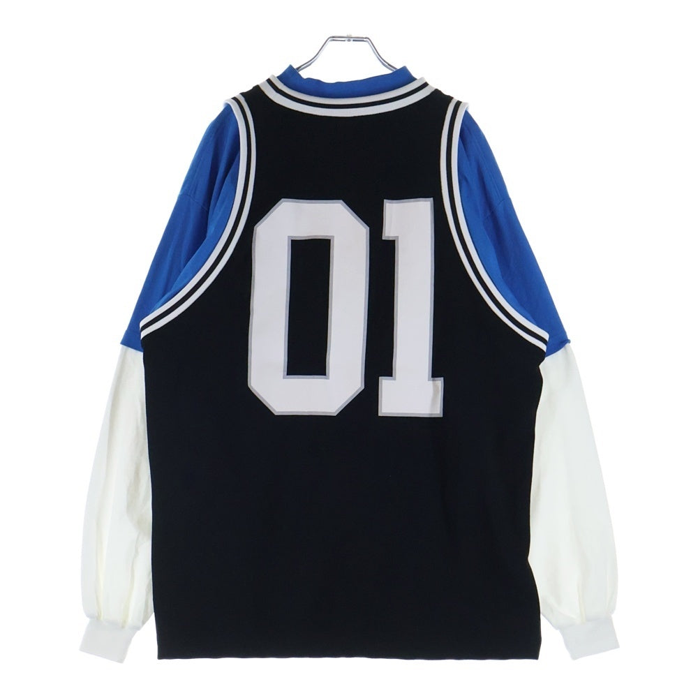 BALENCIAGA(バレンシアガ) Basketball Series レイヤード クルーネック長袖Tシャツカットソー ロングスリーブ ロンT ブルー/ブラック/ホワイト 822176 TRVX8