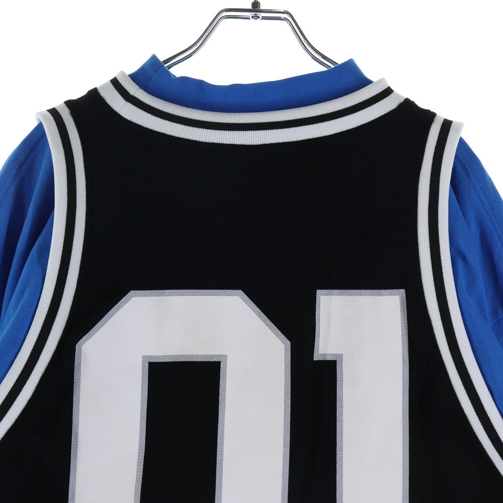 BALENCIAGA(バレンシアガ) Basketball Series レイヤード クルーネック長袖Tシャツカットソー ロングスリーブ ロンT ブルー/ブラック/ホワイト 822176 TRVX8