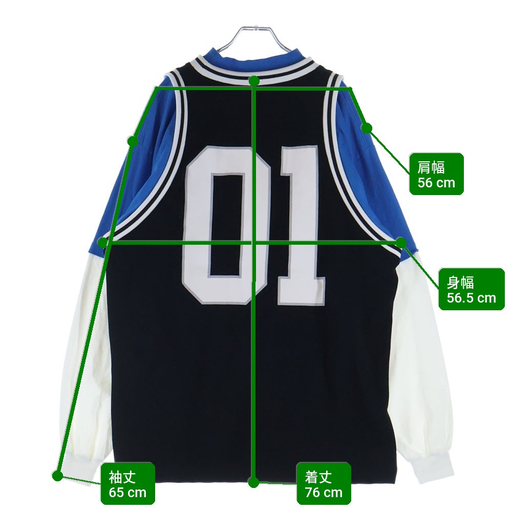 BALENCIAGA(バレンシアガ) Basketball Series レイヤード クルーネック長袖Tシャツカットソー ロングスリーブ ロンT ブルー/ブラック/ホワイト 822176 TRVX8