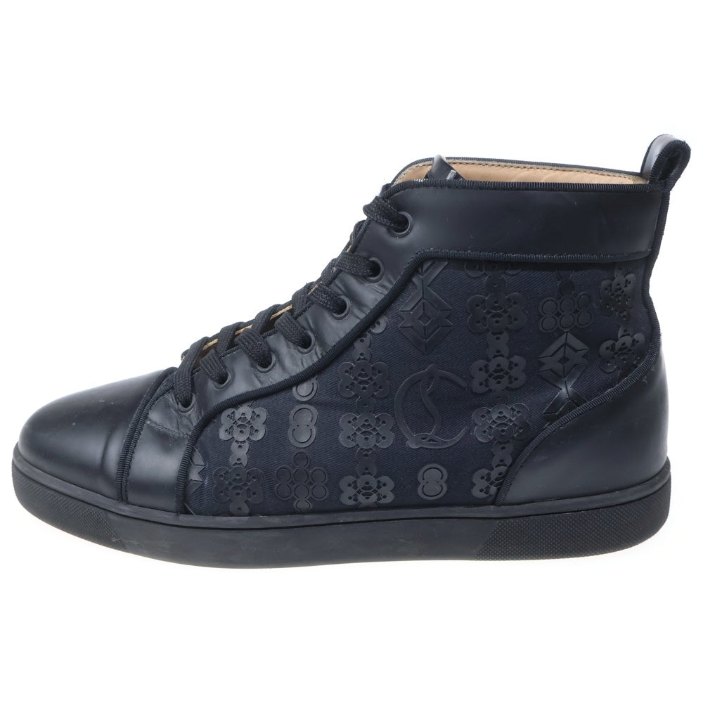 CHRISTIAN LOUBOUTIN(クリスチャンルブタン) 総柄 ラバーエンブレム ハイカットスニーカー ブラック