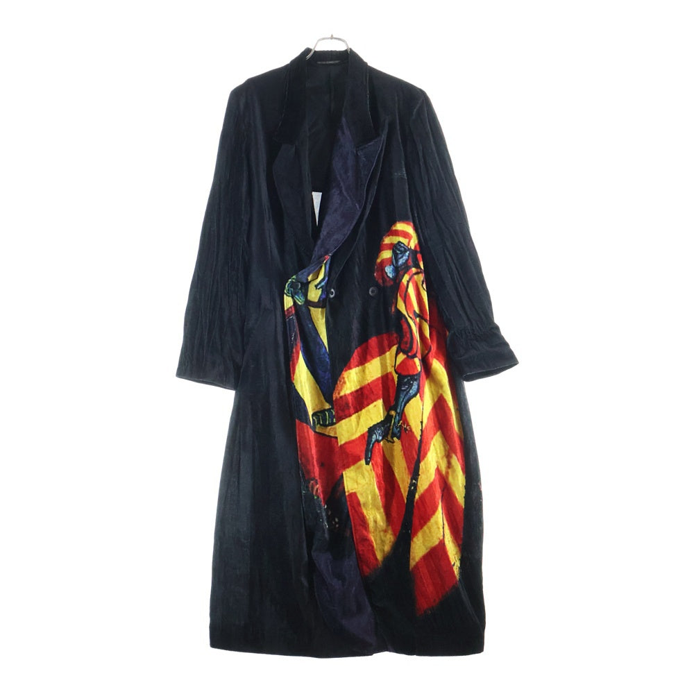 Yohji Yamamoto POUR HOMME(ヨウジヤマモト プールオム) 20SS 左二重ナイトPドレス ロングコート ベルベット ブラック HN-D06-800
