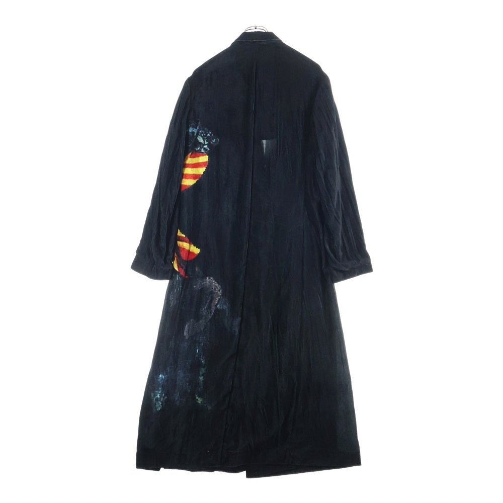 Yohji Yamamoto POUR HOMME(ヨウジヤマモト プールオム) 20SS 左二重ナイトPドレス ロングコート ベルベット ブラック HN-D06-800