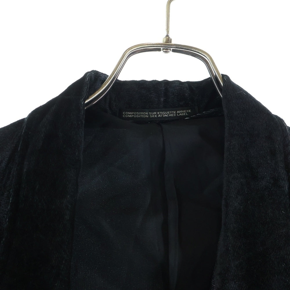 Yohji Yamamoto POUR HOMME(ヨウジヤマモト プールオム) 20SS 左二重ナイトPドレス ロングコート ベルベット ブラック HN-D06-800