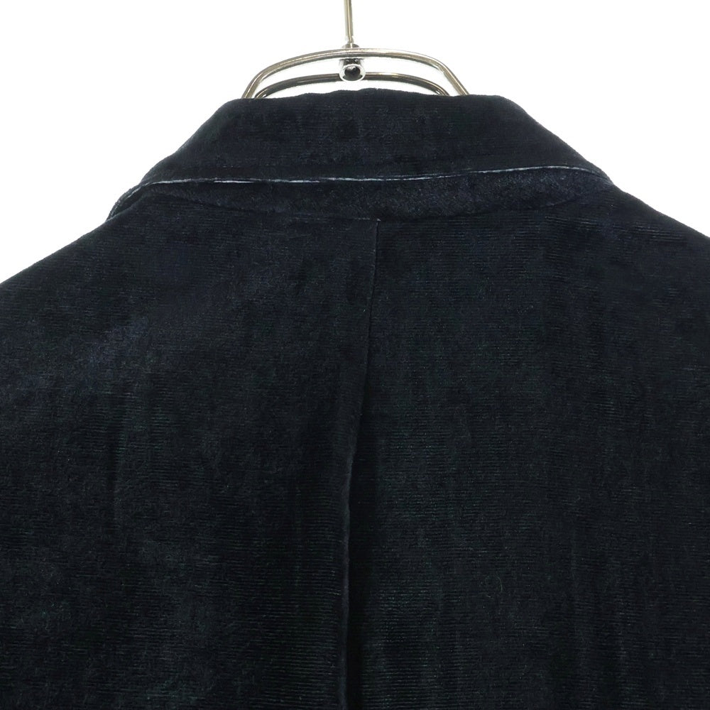 Yohji Yamamoto POUR HOMME(ヨウジヤマモト プールオム) 20SS 左二重ナイトPドレス ロングコート ベルベット ブラック HN-D06-800
