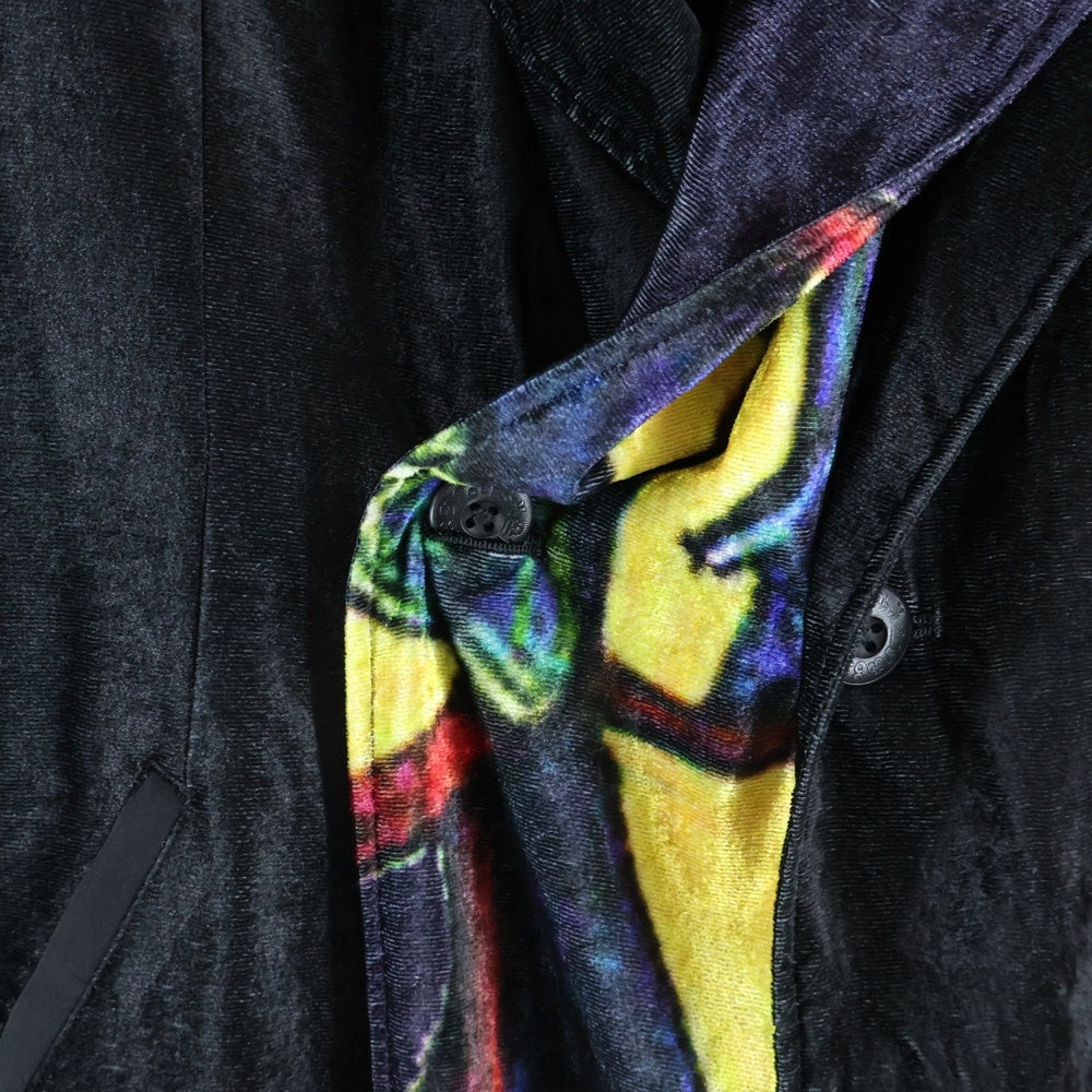 Yohji Yamamoto POUR HOMME(ヨウジヤマモト プールオム) 20SS 左二重ナイトPドレス ロングコート ベルベット ブラック HN-D06-800