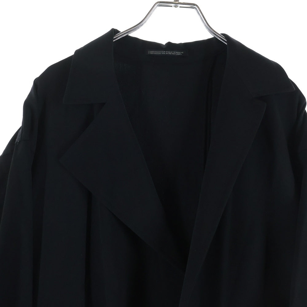 Yohji Yamamoto + NOIR(ヨウジヤマモトプリュスノアール) スリット ウール ロングコート ブラック NH-C04-100