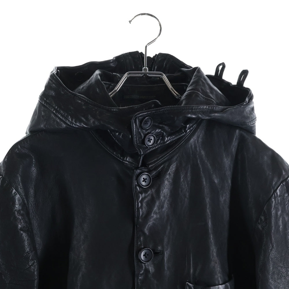 Yohji Yamamoto POUR HOMME(ヨウジヤマモト プールオム) 21AW ×BACKLASH バックラッシュ カウレザー フード取り外し可能 レザージャケット ブラック HX-J36-700