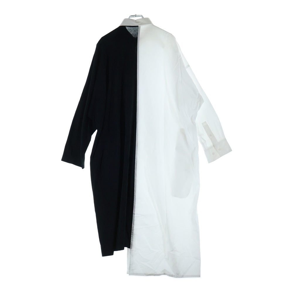Yohji Yamamoto(ヨウジヤマモト) スペアカラー 切り替え ロングブラウス 長袖シャツ ホワイト/ブラック NH-B18-823