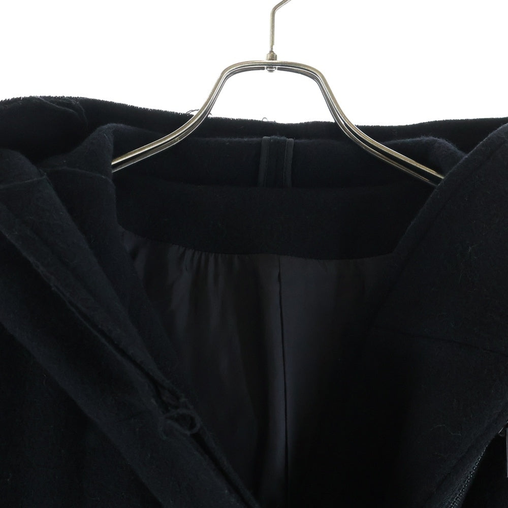 B Yohji Yamamoto(ビー ヨウジヤマモト) 8AW Wool Viyella Double Fastener Coat ダブルファスナー メルトン フーデッド コート ブラック NV-C52-105