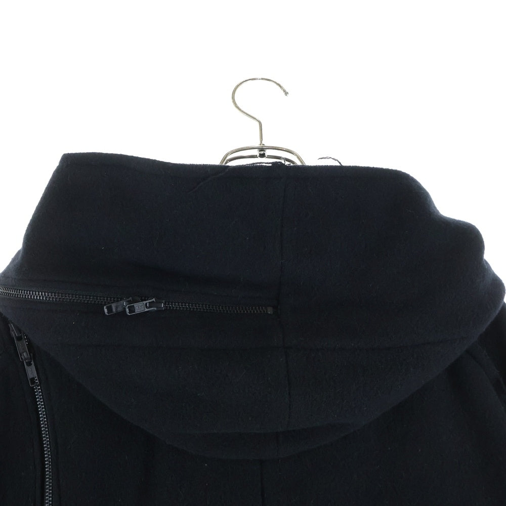 B Yohji Yamamoto(ビー ヨウジヤマモト) 8AW Wool Viyella Double Fastener Coat ダブルファスナー メルトン フーデッド コート ブラック NV-C52-105