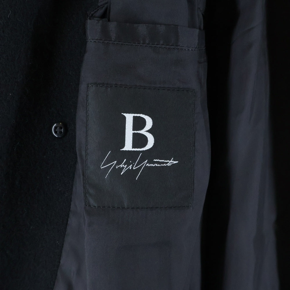 B Yohji Yamamoto(ビー ヨウジヤマモト) 8AW Wool Viyella Double Fastener Coat ダブルファスナー メルトン フーデッド コート ブラック NV-C52-105