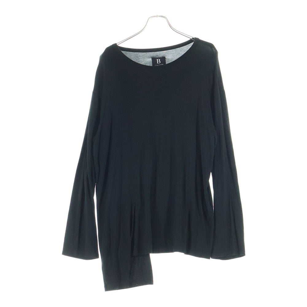B Yohji Yamamoto(ビー ヨウジヤマモト) アシンメトリー ロングスリーブ カットソー 長袖シャツ ブラック NV-T71-970