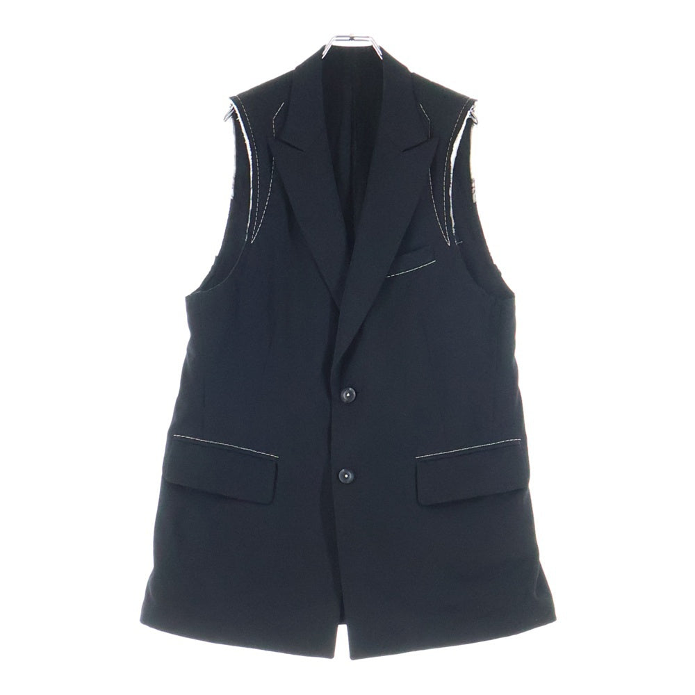 B Yohji Yamamoto(ビー ヨウジヤマモト) ノースリーブジャケット ジレ ベスト カットオフ ブラック NH-J53-100