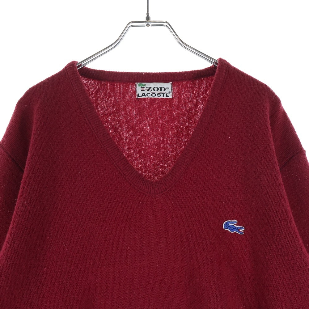 LACOSTE(ラコステ) 70s IZOD ワンポイントロゴ クルーネックニットセーター レッド