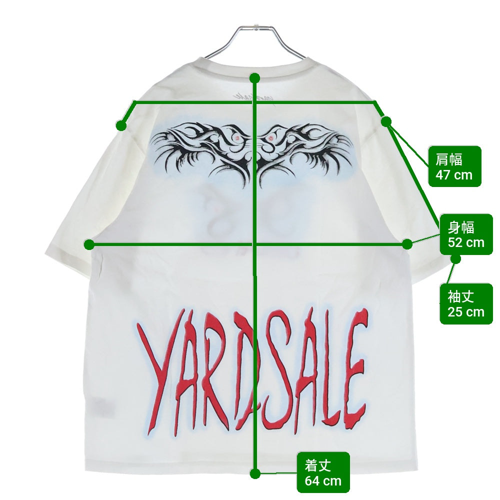 NO BRAND(ノーブランド) YADSALE(ヤードセール)Grudge Tee フロントプリント クルーネック半袖Tシャツカットソー ホワイト