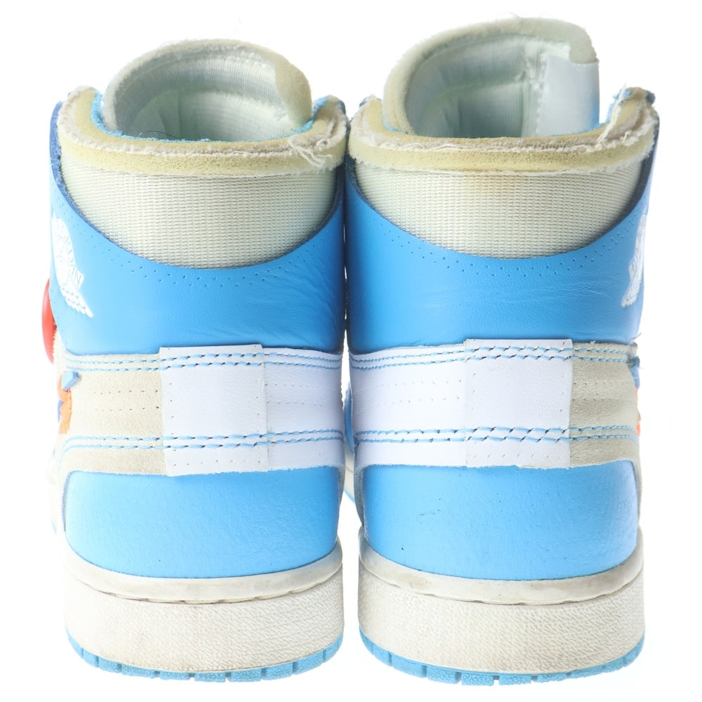 NIKE(ナイキ) × OFF-WHITE AIR JORDAN 1 POWDER BLUE UNC AQ0818-148 オフホワイト エアジョーダン1パウダーブルーハイカットスニーカー ホワイト/ブルー US6.5 /24.5cm レディース