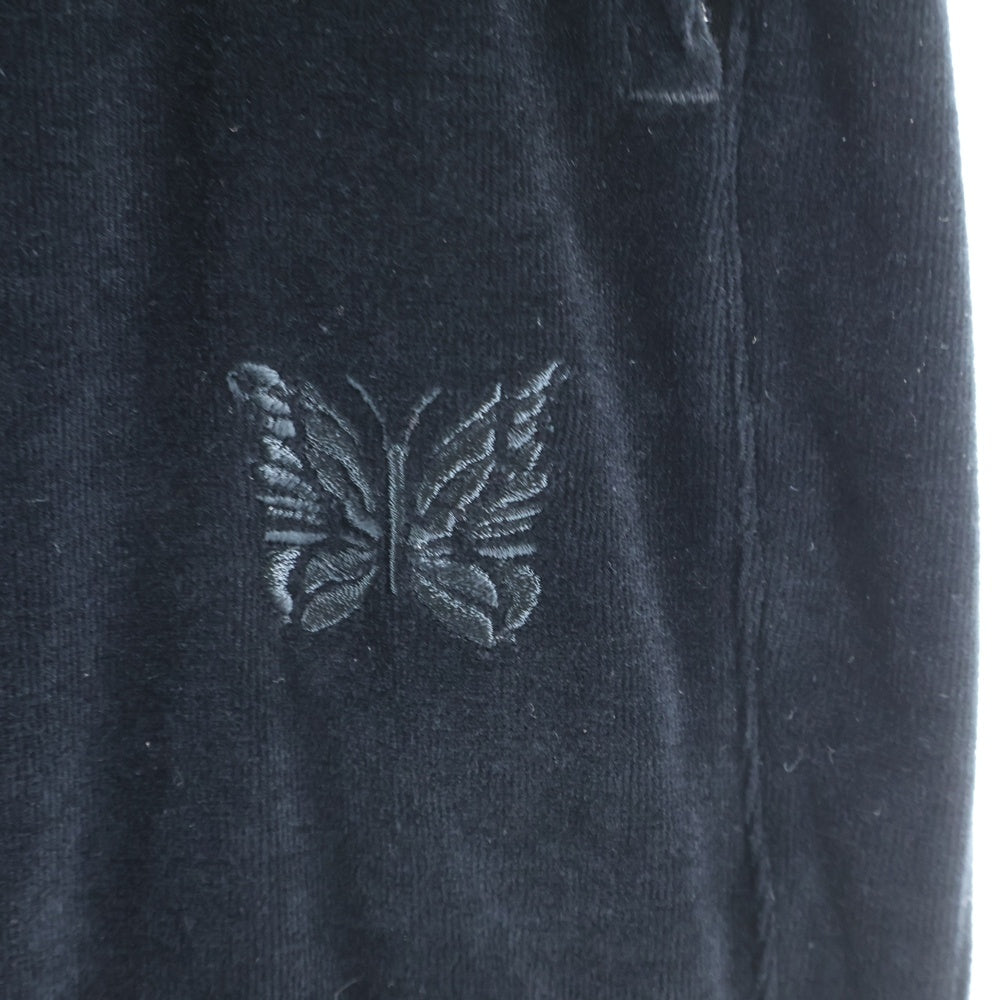 Needles(ニードルス) Zipped Sweat Pant C/Pe Velour IN203 ベロア ジップスウェットパンツ ブラック