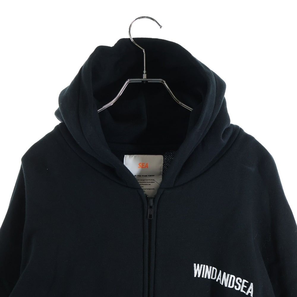 WIND AND SEA(ウィンダンシー) 19AW SEA BIG ZIP HOODIE WDS-19A-SW-09 ロゴプリント オーバーサイズ ジップパーカー ブラック