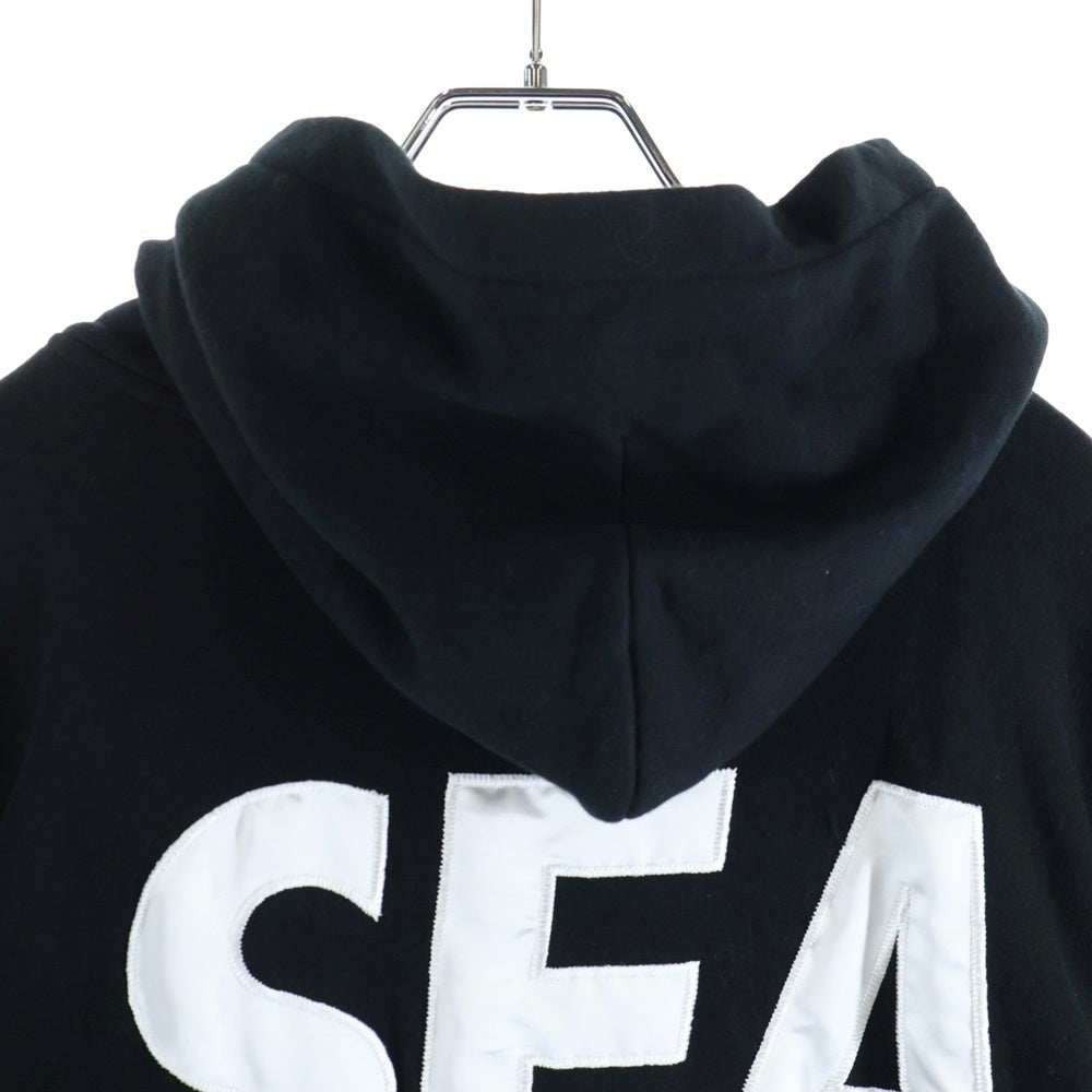 WIND AND SEA(ウィンダンシー) 19AW SEA BIG ZIP HOODIE WDS-19A-SW-09 ロゴプリント オーバーサイズ ジップパーカー ブラック