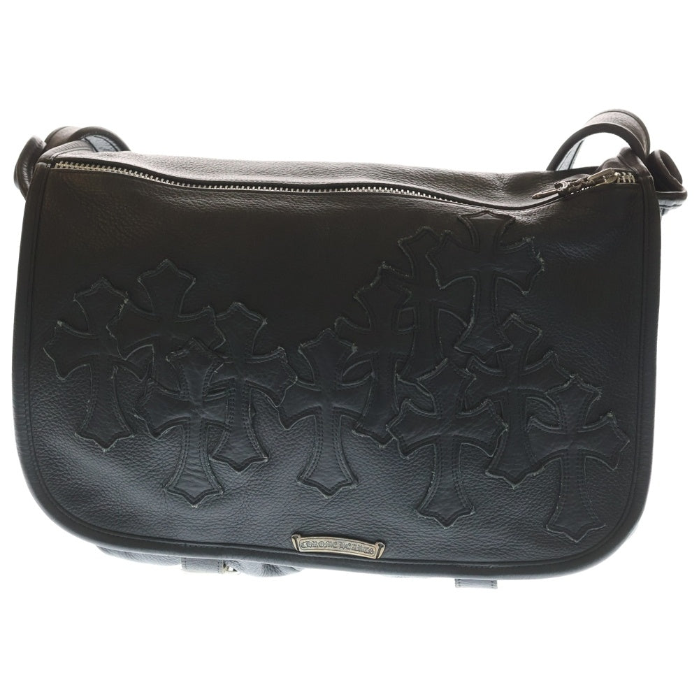 CHROME HEARTS(クロムハーツ) SHOULDER BAG-CEME セメタリークロスパッチレザーショルダーバッグ ブラック