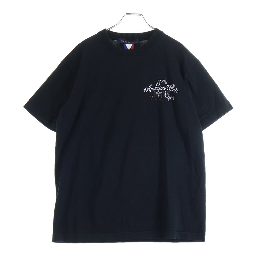 LOUIS VUITTON(ルイヴィトン) 24AW Embellished Short-Sleeved Cotton Crewneck RM242MH OY8 HRN57W 37thアメリカズカップ 半袖クルーネック半袖ニットTシャツカットソー ブラック