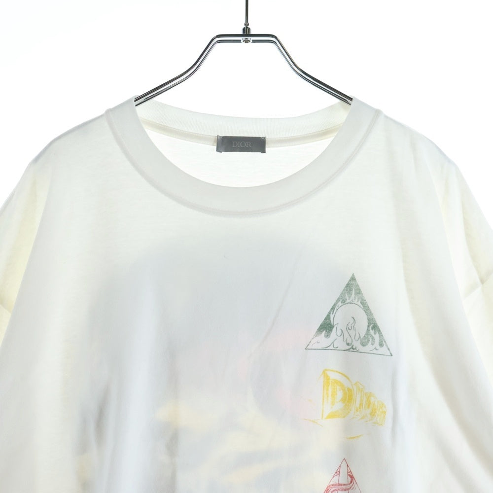 Dior HOMME(ディオールオム) 23SS Printed Sweat Shirt 393J675A0817 プリンテッドクルーネック長袖Tシャツカットソー ホワイト