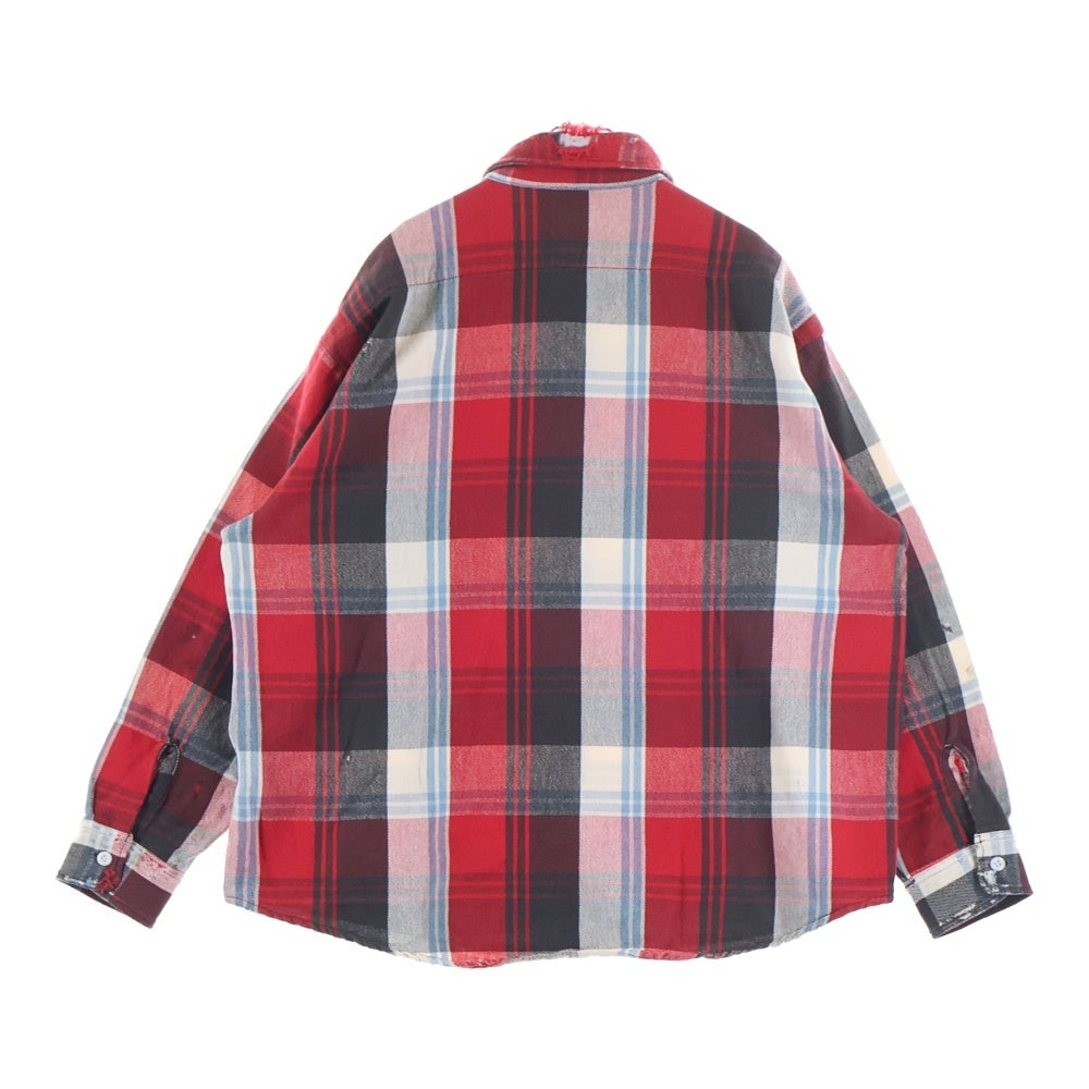 SAINT MICHAEL(セントマイケル) 25AW FLANNEL SHIRT SM-HR1-0000-043 長袖フランネルシャツ レッド