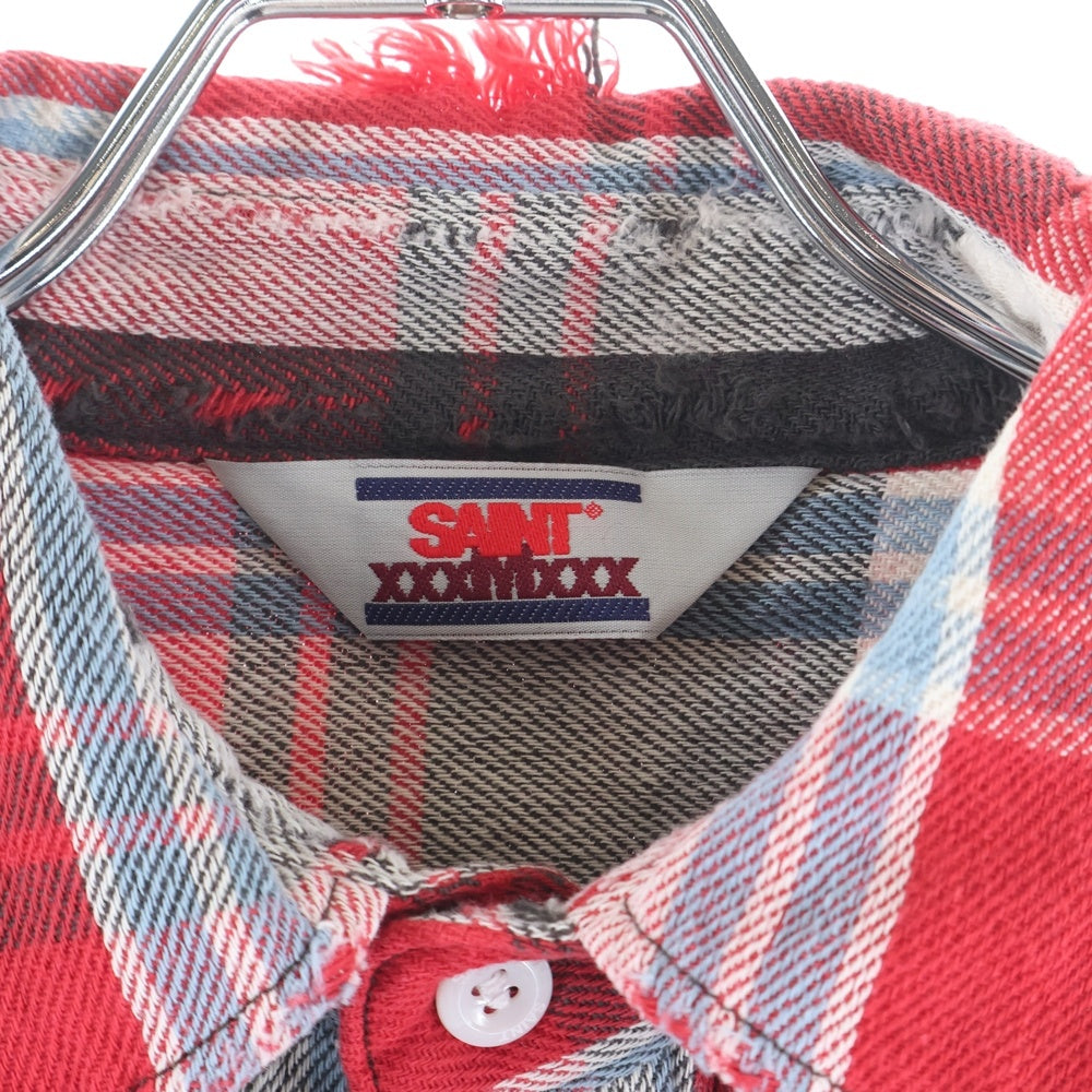 SAINT MICHAEL(セントマイケル) 25AW FLANNEL SHIRT SM-HR1-0000-043 長袖フランネルシャツ レッド