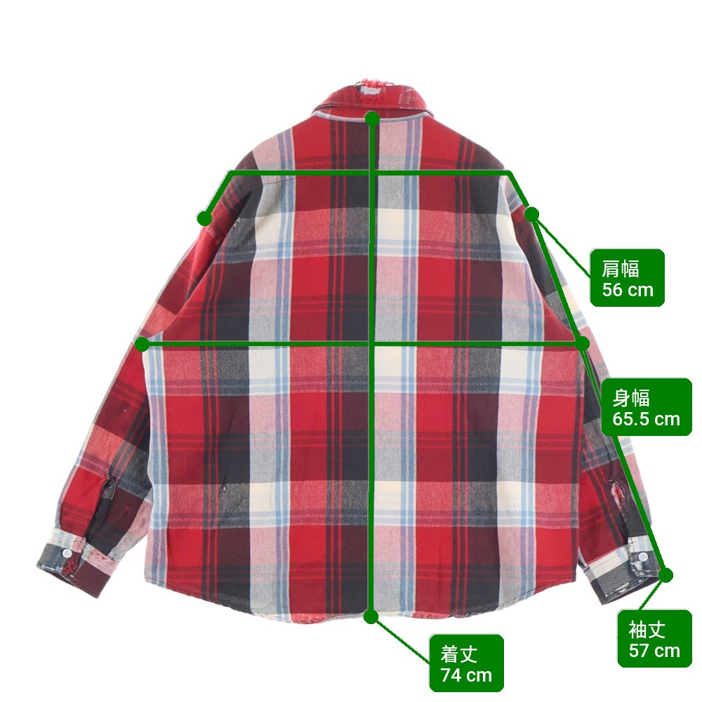 SAINT MICHAEL(セントマイケル) 25AW FLANNEL SHIRT SM-HR1-0000-043 長袖フランネルシャツ レッド