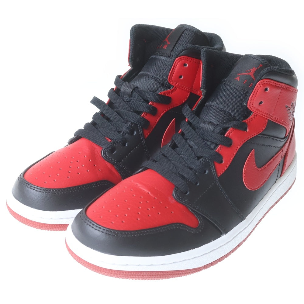 NIKE(ナイキ) AIR JORDAN 1 MID BRED エアージョーダン ブレッド ハイカットスニーカー ブラック/レッド US8.5/26.5cm 554724-074