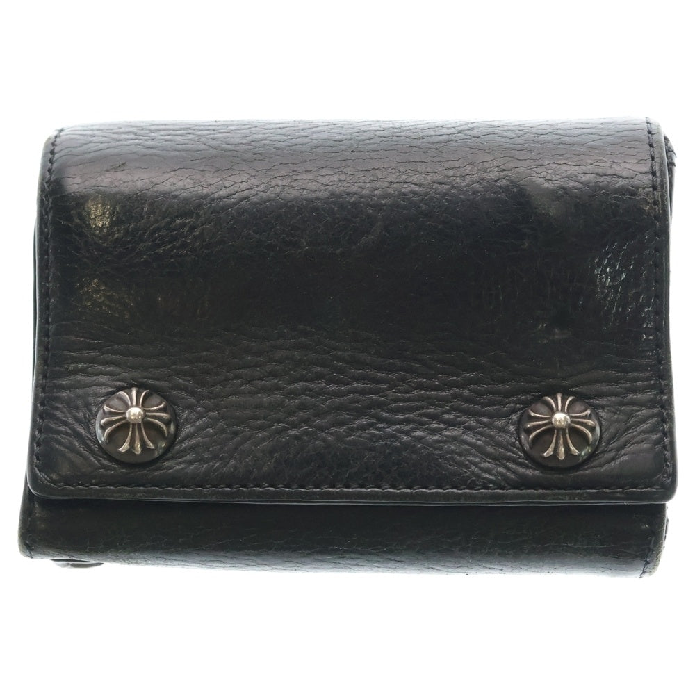 CHROME HEARTS(クロムハーツ) 3FOLD 3フォールド クロスボタン レザーウォレット 財布 ブラック BCA364