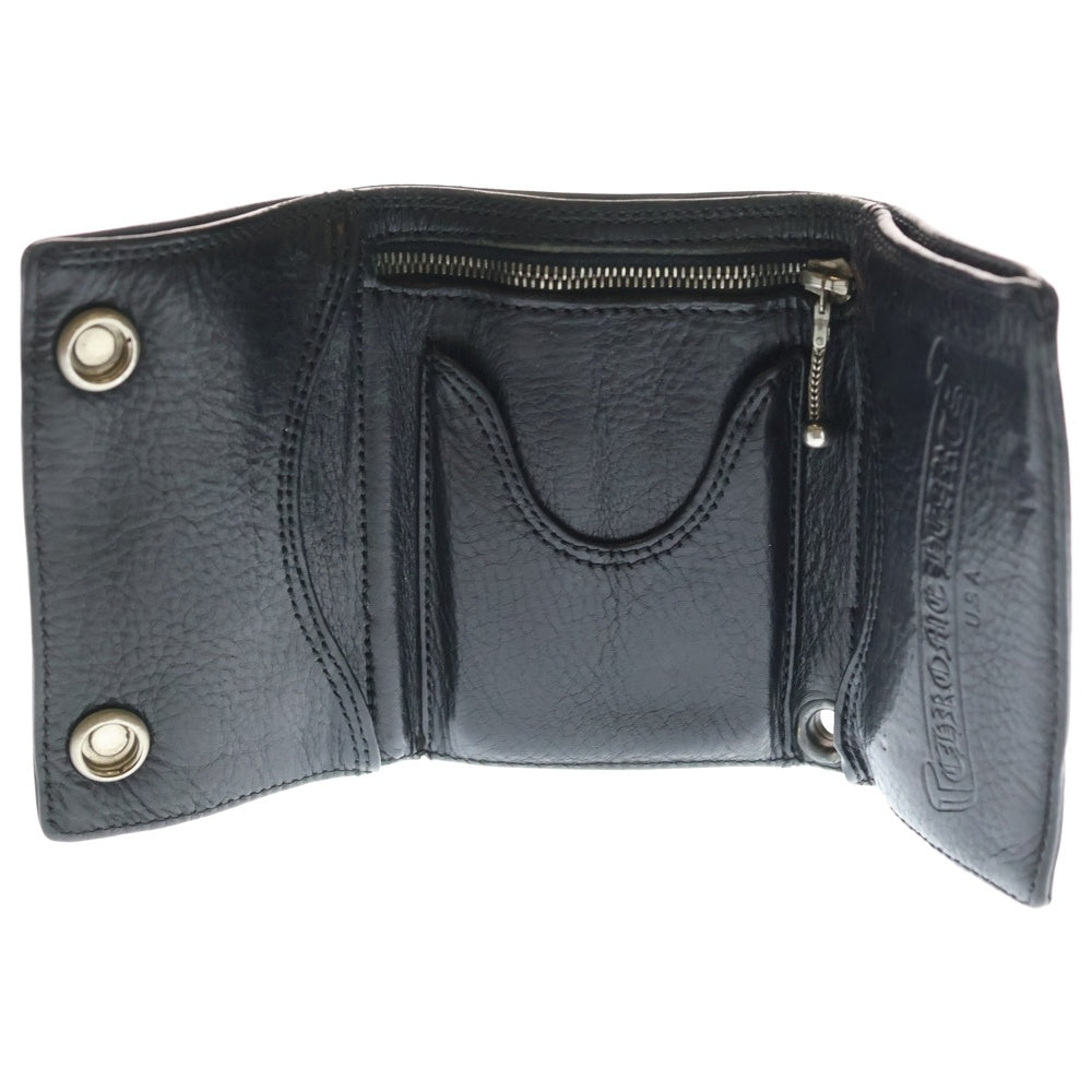 CHROME HEARTS(クロムハーツ) 3FOLD 3フォールド クロスボタン レザーウォレット 財布 ブラック BCA364