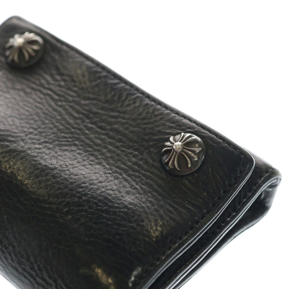 CHROME HEARTS(クロムハーツ) 3FOLD 3フォールド クロスボタン レザーウォレット 財布 ブラック BCA364