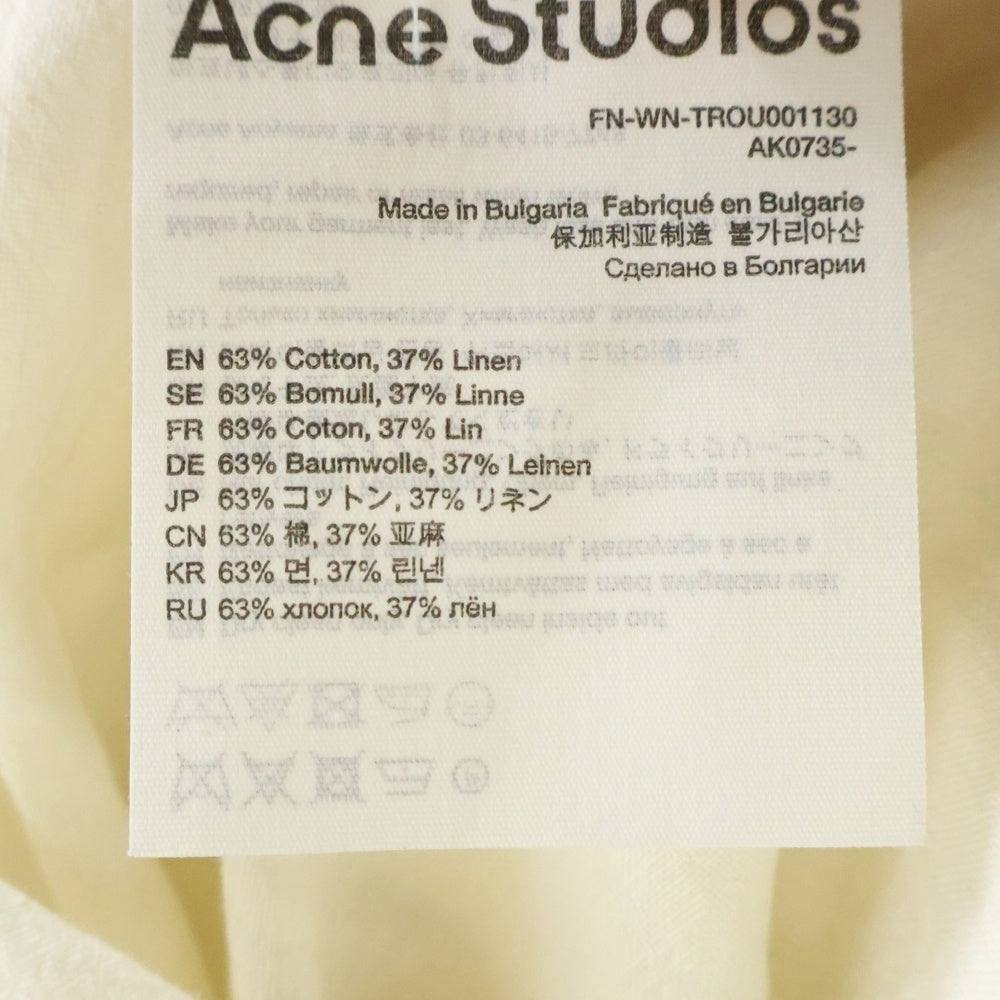 Acne Studios(アクネ ストゥディオズ) 26SS Cotton Linen Pant in Warm FN-WN-TROU001130 コットンリネンワイドパンツ ホワイト レディース