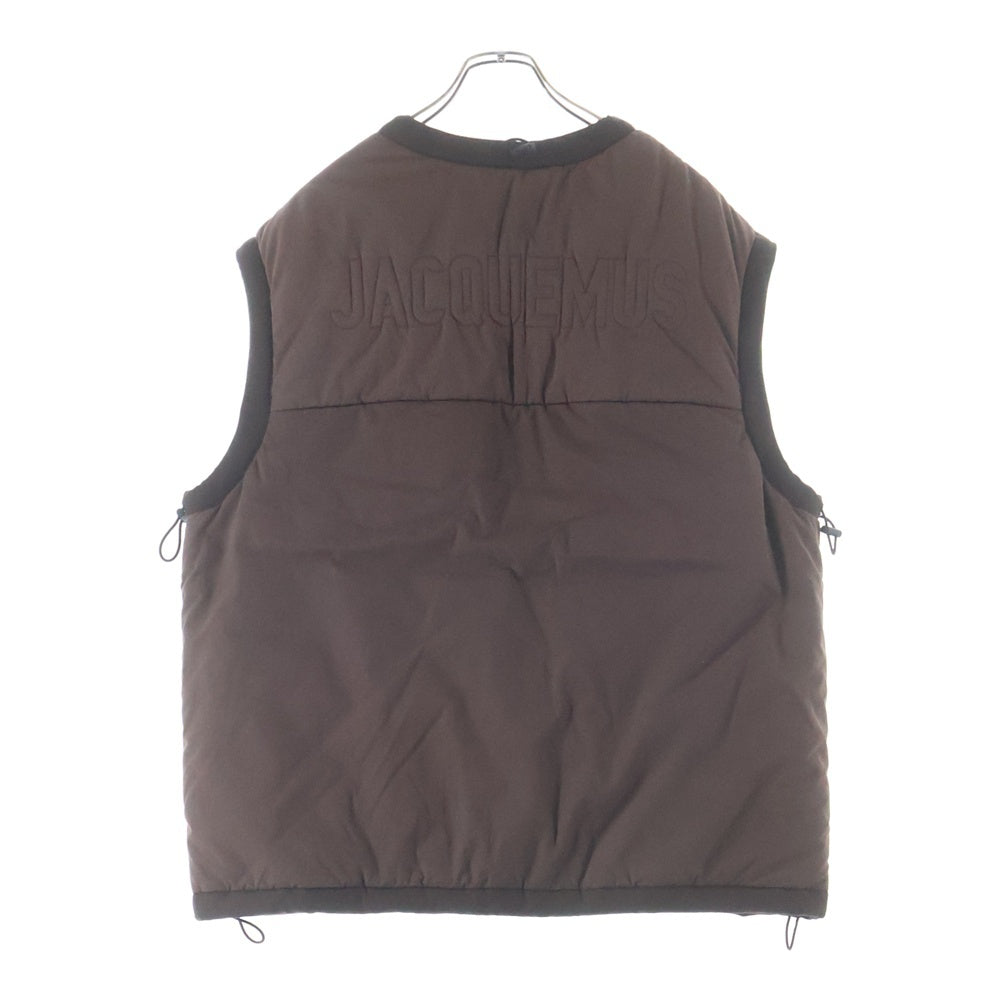 JACQUEMUS(ジャックムス) 22AW Le Papier Brown Padded Down Vest バックロゴジップアップ中綿ベスト ブラウン