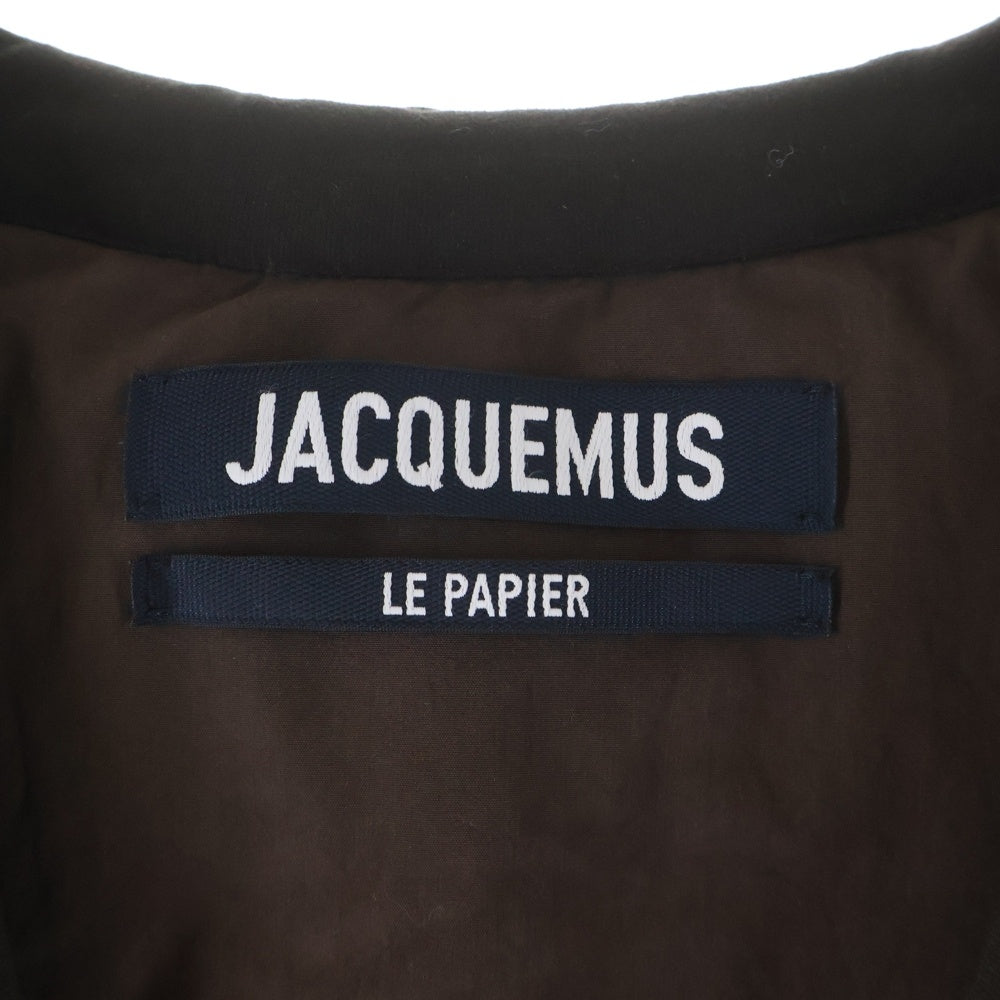 JACQUEMUS(ジャックムス) 22AW Le Papier Brown Padded Down Vest バックロゴジップアップ中綿ベスト ブラウン