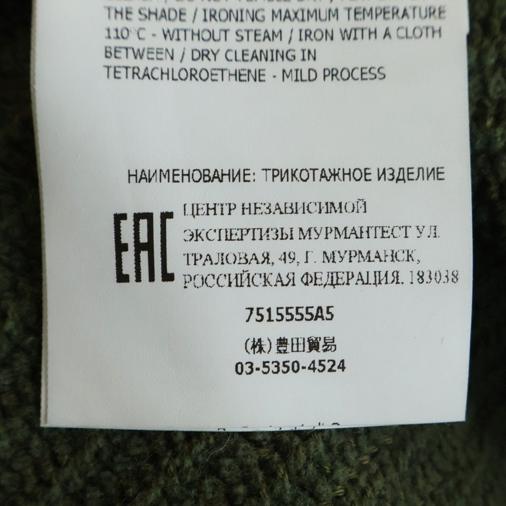 STONE ISLAND(ストーンアイランド) 25AW ウール ストライプ 袖ロゴ ワッペン クルーネックニット カーキ 815508A3