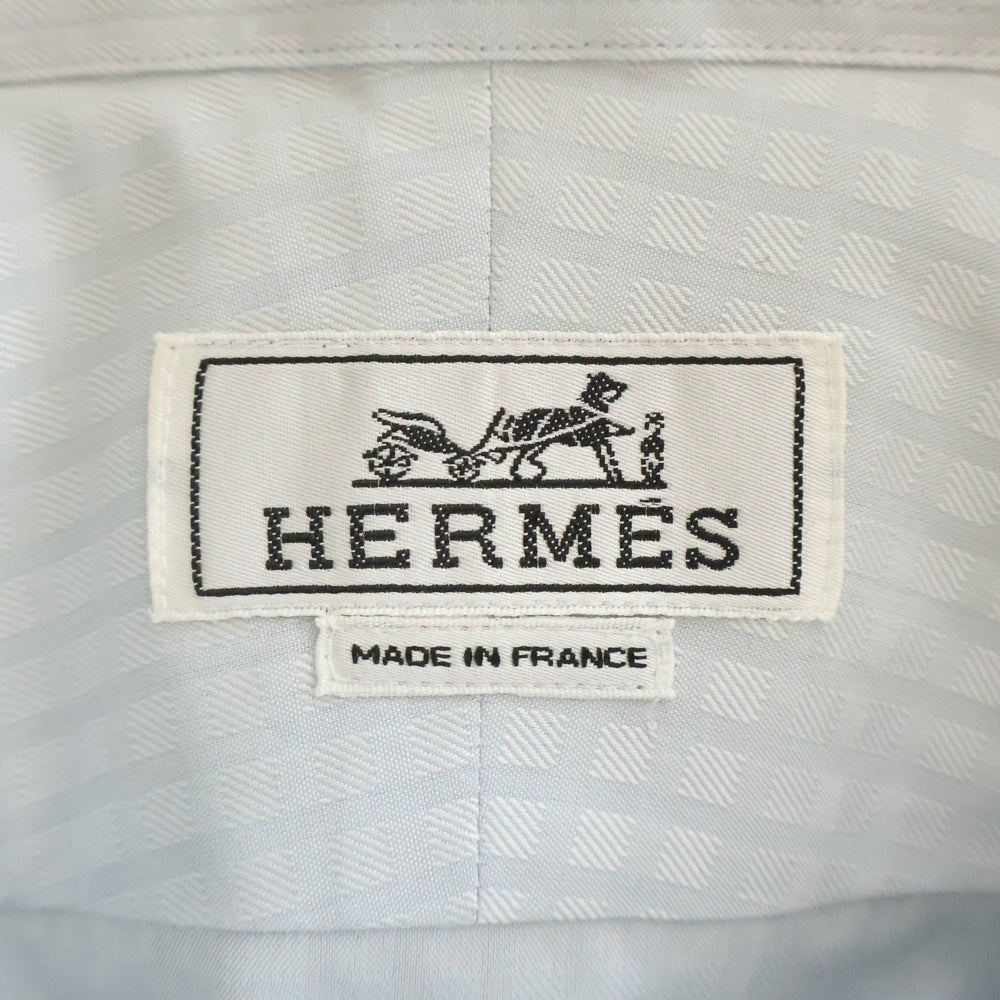 HERMES(エルメス) レギュラーカラー ドレスシャツ 長袖シャツ セリエボタン 格子柄 チェック ブルー
