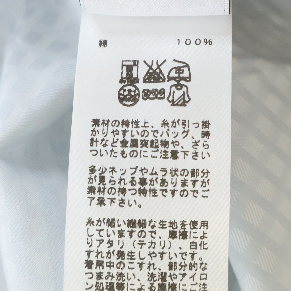 HERMES(エルメス) レギュラーカラー ドレスシャツ 長袖シャツ セリエボタン 格子柄 チェック ブルー