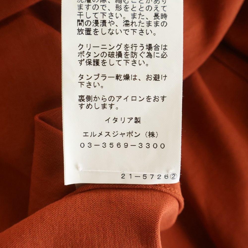HERMES(エルメス) 4ボタン 胸ポケット 半袖ポロシャツ カットソー オレンジ