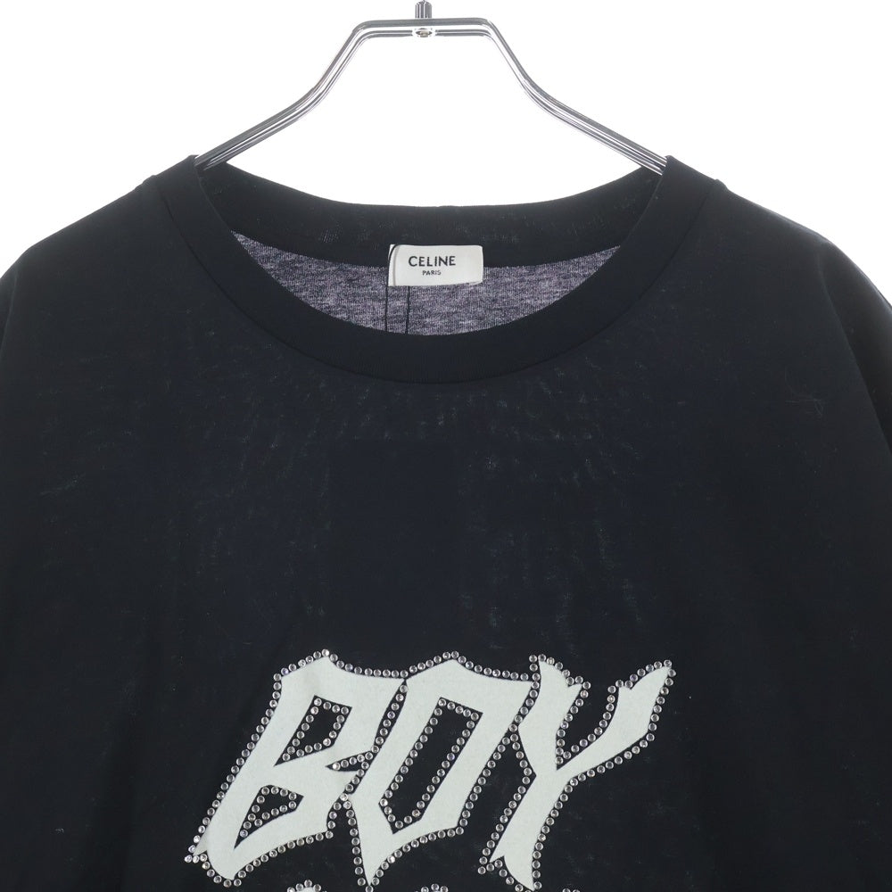 CELINE(セリーヌ) BOY DOLL ラインストーンロゴ 半袖シャツ カットソー クルーネック ブラック 2X59C671Q