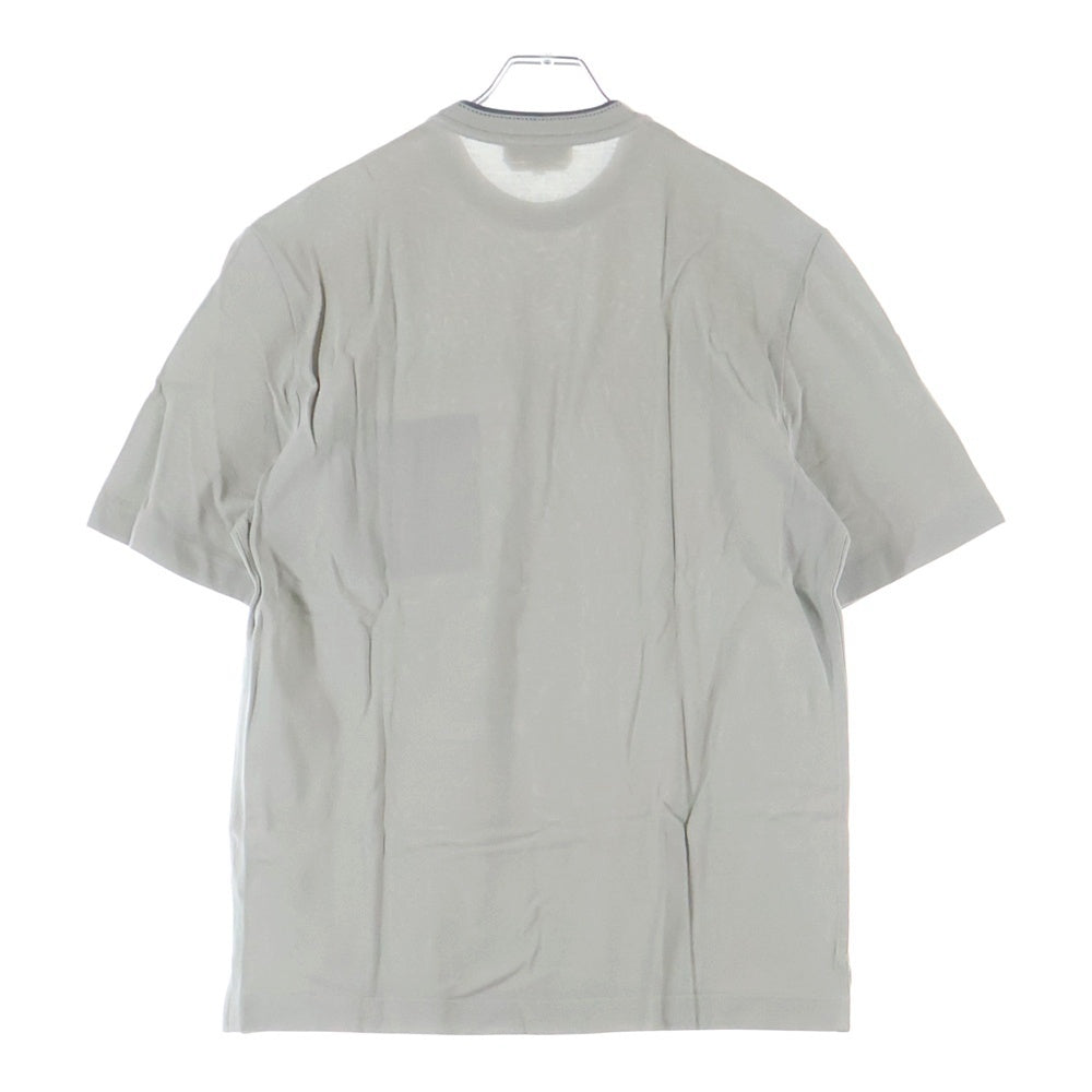 HERMES(エルメス) サドルステッチ ワンポイントロゴ刺繍 半袖シャツ カットソー クルーネック 胸ポケット Tシャツ グレー