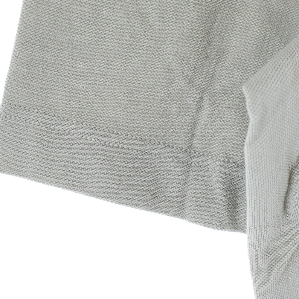 HERMES(エルメス) サドルステッチ ワンポイントロゴ刺繍 半袖シャツ カットソー クルーネック 胸ポケット Tシャツ グレー