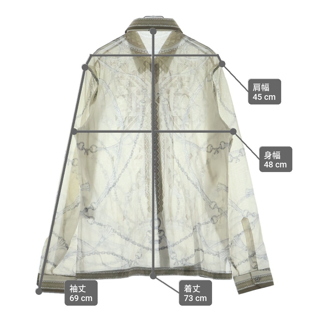 GUCCI(グッチ) ホースビット チェーン柄 レギュラーカラー シアーシャツ ホワイト系 259427 Z3258