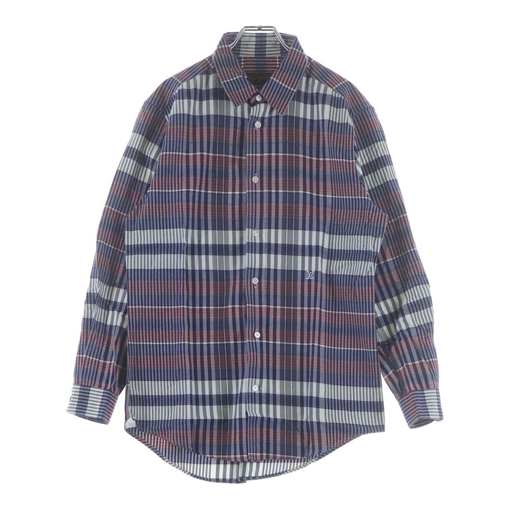 LOUIS VUITTON(ルイヴィトン) レギュラーカラー 長袖シャツ チェック柄 レッド/ブルー RM132M