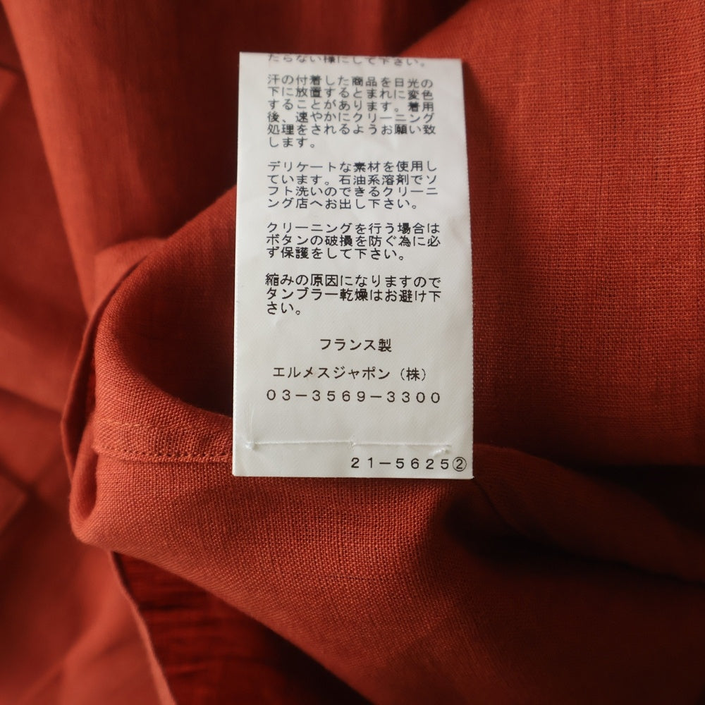 HERMES(エルメス) リネン 麻 長袖シャツ カットソー オレンジ
