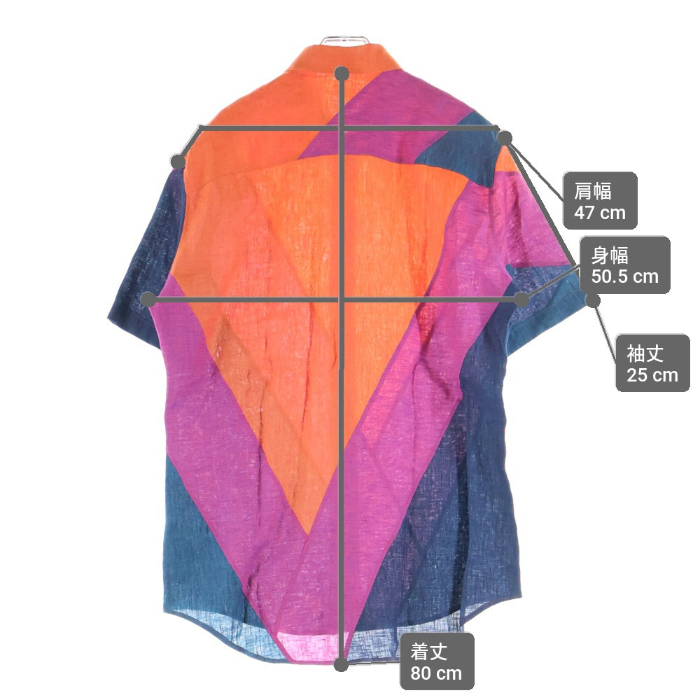 LOUIS VUITTON(ルイヴィトン) Multicolor Linen マルチカラー リネン 麻 半袖シャツ カットソー オレンジ/ネイビー RM131M H3SH32LIH