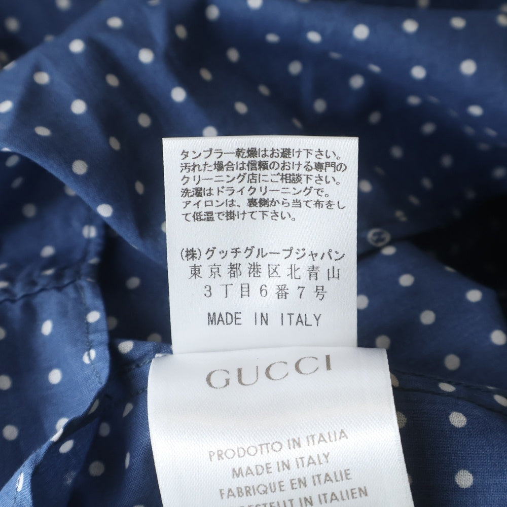 GUCCI(グッチ) コットン レギュラーカラー 半袖シャツ カットソー ドット ボーダー ブルー 324812 Z3597