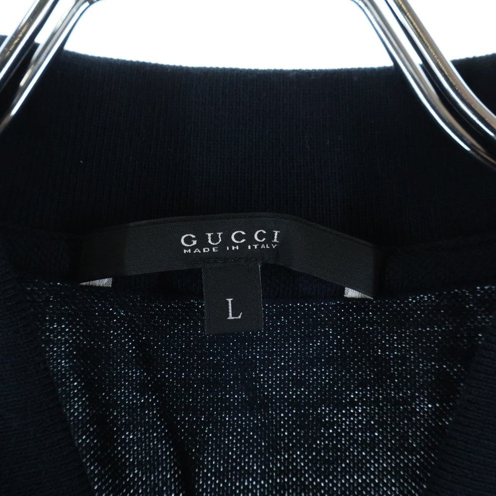 GUCCI(グッチ) ホース刺繍 鹿の子半袖ポロシャツ ネイビー 338567 X3993